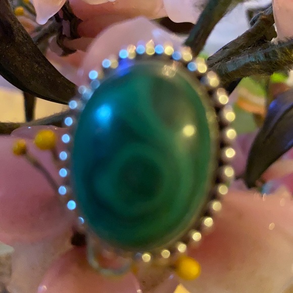 Vintage 925 malachite ring